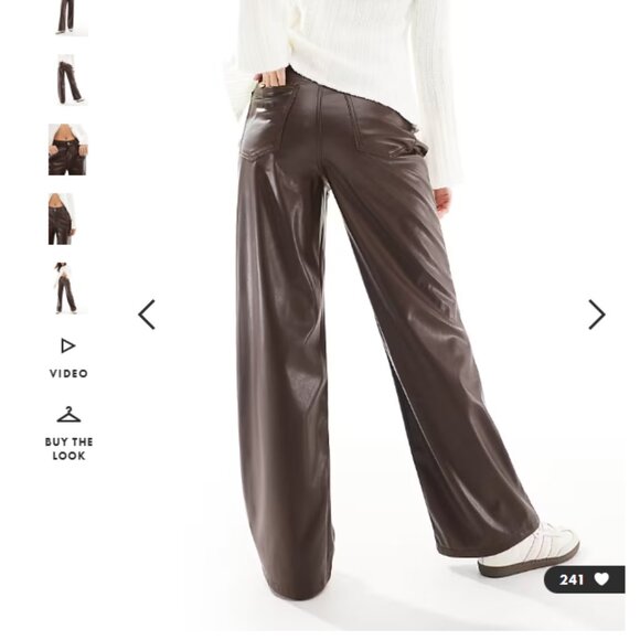 ASOS DESIGN faux leather dad jeans Size 12 (runs large) - Picture 2 of 4